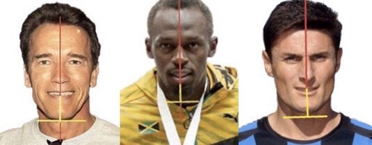 Three male portraits with red and yellow guide lines.